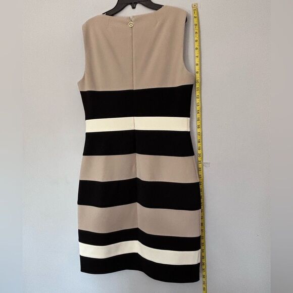 Tommy Hilfiger | Color block White Tan Black Tri-Tone Sleeveless Career Dress 10 - Picture 3 of 16
